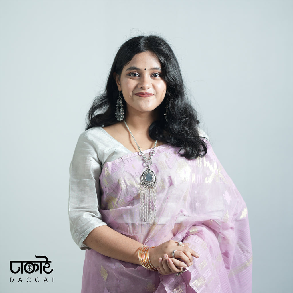 Lavender Jamdani Saree