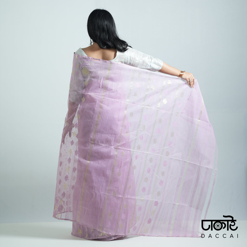Lavender dhakai Jamdani Saree