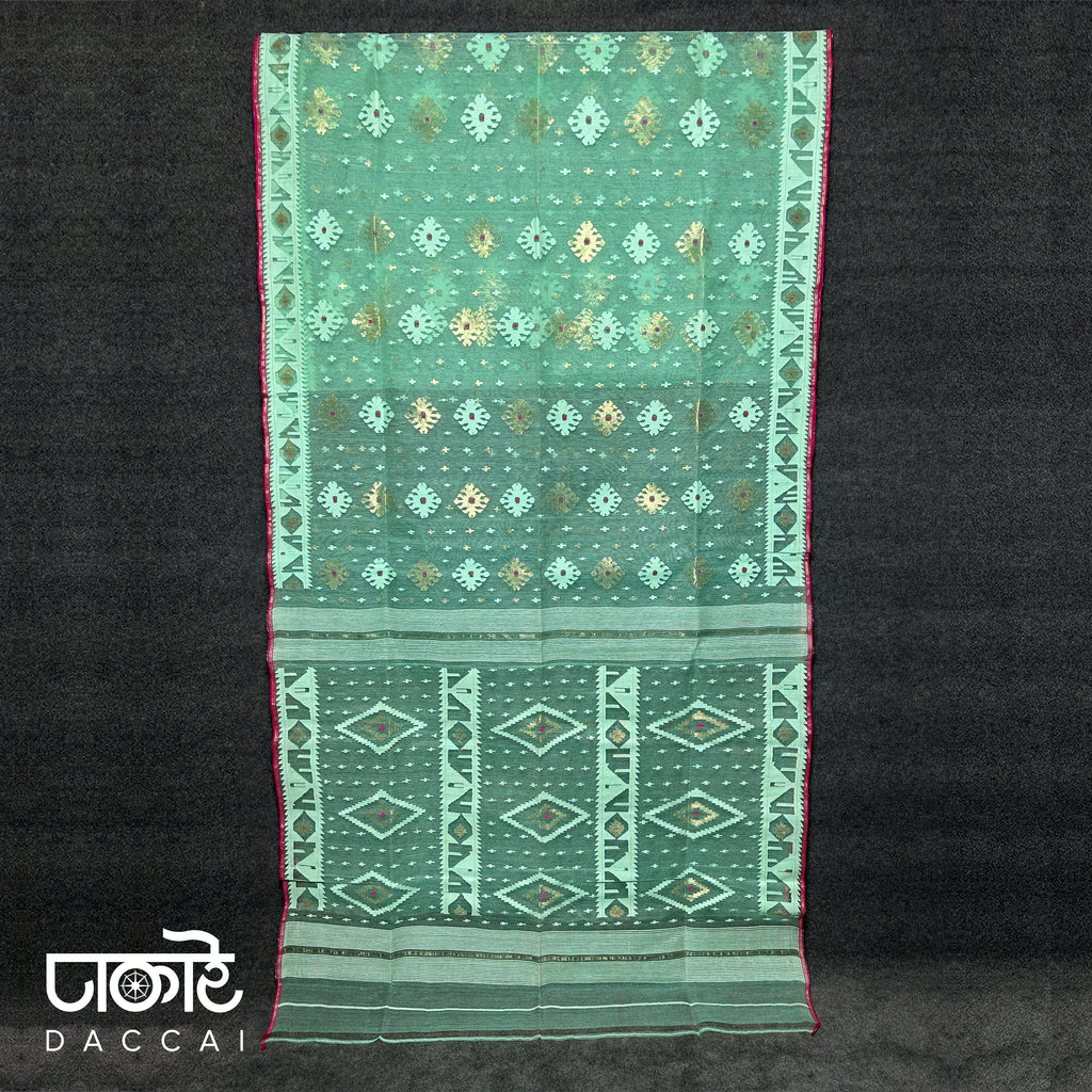 Paste half silk Jamdani Saree with Pink Contrast