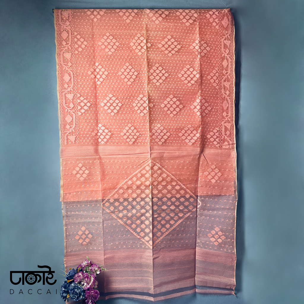 Peach Jamdani Saree