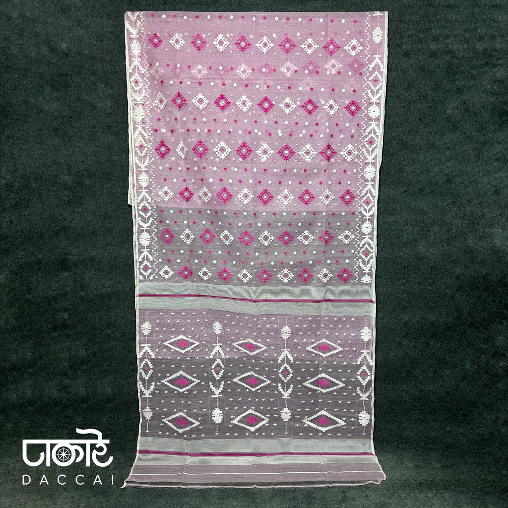 Pink half silk Jamdani Saree