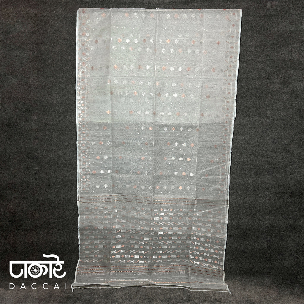 Platinum jamdani saree